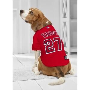 MLB Los Angeles Angels Mike Trout #27 Mesh Pet Jersey in Red Multi Large
